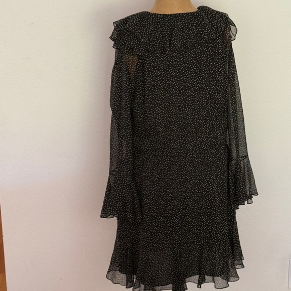 3.1 Phillip Lim sz 10 Black Cream 100% silk Patterned Dress 35” length ruffles - Picture 10 of 12